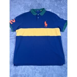 Polo Ralph Lauren XXL Colorblock Big Pony Mesh Polo Shirt Big Tall Mens